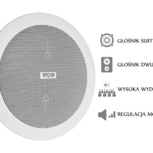 GŁOŚNIK SUFITOWY PA HQM-SOZ1024 10W 100V BIAŁY