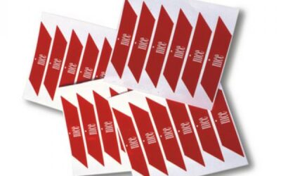 Nalepki ostrzegawcze na ramię szlabanu Nice WA10 – (24 sztuki)