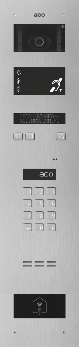 ACO INSPIRO PMR 2+ Centrala Master 1020 lokali LCD, stal nierdzewna; niepełnosprawni