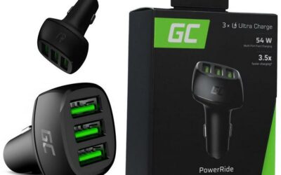 ŁADOWARKA SAMOCHODOWA Green Cell POWERRIDE 54W 3xUSB 18W ULTRA CHARGE CADGC01
