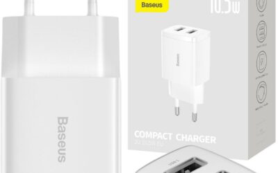 ŁADOWARKA SIECIOWA Baseus Compact Charger CCXJ010202 10.5W 2x USB-A BIAŁA