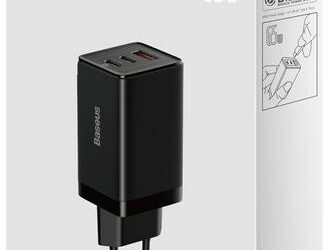 Ładowarka sieciowa Baseus GaN 5 Pro CCGP120201 65W 1x USB-A 2x USB-C PD 3.0 QC 4.0 + kabel USB-C
