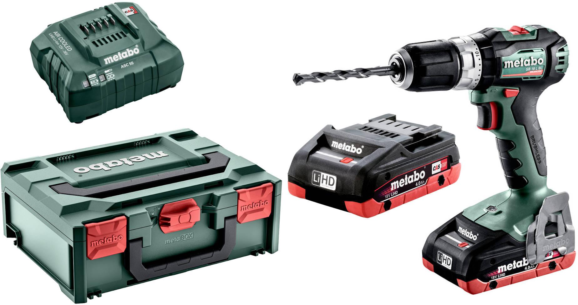 Akumulatorowa wiertarka udarowa Metabo SB 18 L BL 2x4Ah walizka ładowarka