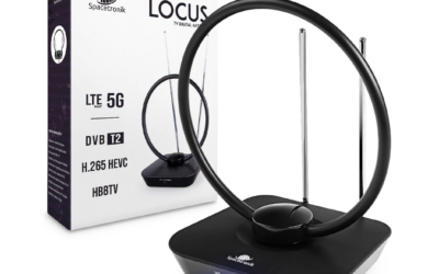 Antena pokojowa DVB-T2 Spacetronik Locus TV zasilacz 45dB