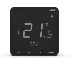 Bezprzewodowy regulator pokojowy bateryjny dopuszkowy czarny R-8PB PLUS Tech Sterowniki