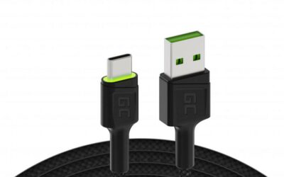 KABEL USB-A / USB-C Green Cell RAY 120cm ZIELONY LED QUICK CHARGE 3.0 KABGC06