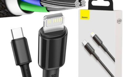 KABEL USB-C / Lightning iPhone Baseus Cafule CATLGD-01 1m 20W PD Quick Charging CZARNY W OPLOCIE