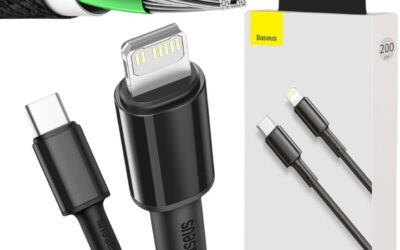 KABEL USB-C / Lightning iPhone Baseus Cafule CATLGD-A01 2m 20W PD Quick Charging CZARNY W OPLOCIE