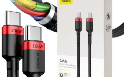 KABEL USB-C / USB-C Baseus Cafule CATKLF-AL91 200cm 100W 5A PD 2.0 QC 3.0 CZARNY W OPLOCIE