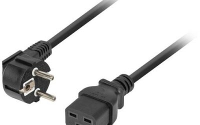 KABEL ZASILAJĄCY (SERWEROWY) CEE 7/7 IEC 320 C19 16A 1.8M WTYCZKA KĄTOWA VDE Lanberg