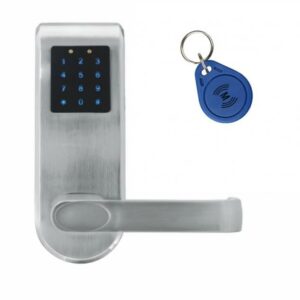 KLAMKA EURA ELH-82B9/SILVER z czytnikiem kart RFID i zamkiem szyfr, sterownie zdalne, srebrny