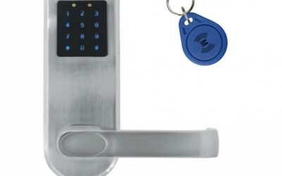 KLAMKA EURA ELH-82B9/SILVER z czytnikiem kart RFID i zamkiem szyfr, sterownie zdalne, srebrny