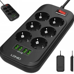 Listwa zasilająca LDNIO SE6403 6 Gniazd + 4x USB Przedłużacz