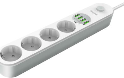 LISTWA ZASILAJĄCA Z WYŁĄCZNIKIEM Energizer 4x SCHUKO 4x USB-A 2500W 10A KABEL 2M