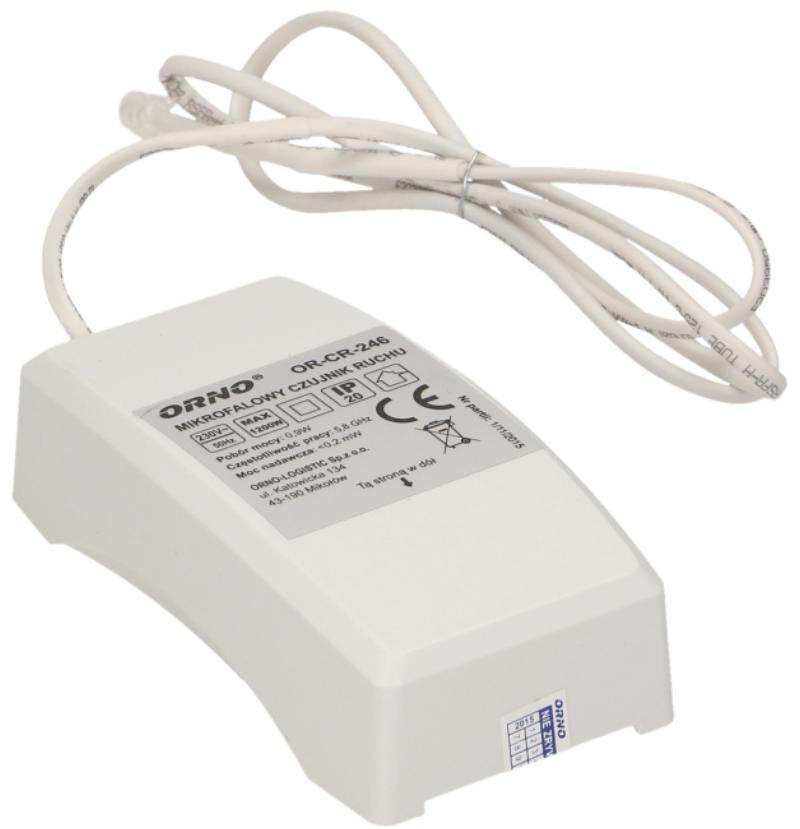Mikrofalowy czujnik ruchu ORNO OR-CR-246 z zewnętrznym sensorem 360°, IP20 ORNO OR-CR-246
