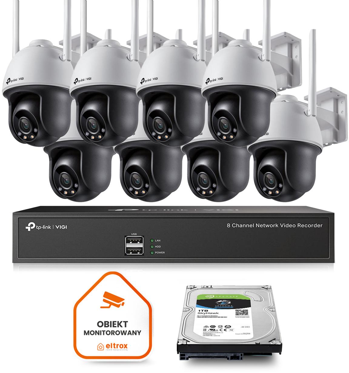 Monitoring zestaw z 8 kamerami obrotowymi PTZ TP-LINK VIGI C540-W WiFi 2K IR 30m