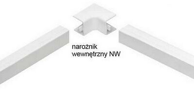 Osprzęt do listew elektroinstalacyjnych, narożnik wewnętrzny BIAŁY NW 60×40 (1szt.)