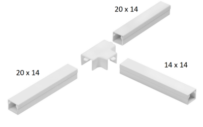 Osprzęt do listew elektroinstalacyjnych, trójnik redukcyjny BIAŁY LOR 20x14x20 (1szt.)