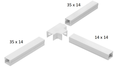 Osprzęt do listew elektroinstalacyjnych, trójnik redukcyjny BIAŁY LOR 35x14x35 (1szt.)