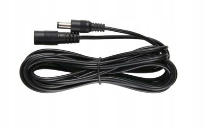 Przedłużacz DC 5.0m dwużyłowy 2×0.5mm2 w oplocie wtyk/gniazdo 2.1×5.5 mm