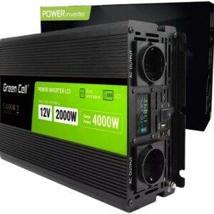 PRZETWORNICA NAPIĘCIA Green Cell PowerInverter LCD 12V / 230V 2000W/4000W CZYSTA SINUSOIDA