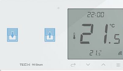 Przewodowy regulator pokojowy z włącznikiem rolet biały WZR-02ML Tech Sterowniki