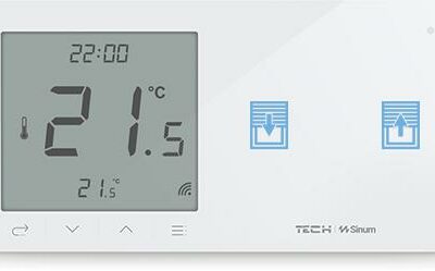 Przewodowy regulator pokojowy z włącznikiem rolet biały WZR-02MP Tech Sterowniki