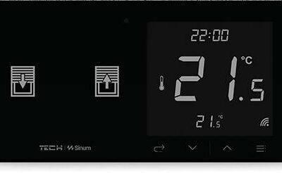 Przewodowy regulator pokojowy z włącznikiem rolet czarny WZR-02ML Tech Sterowniki