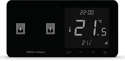 Przewodowy regulator pokojowy z włącznikiem rolet czarny WZR-02ML Tech Sterowniki