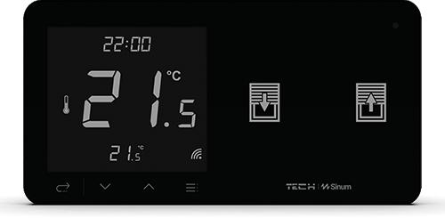 Przewodowy regulator pokojowy z włącznikiem rolet czarny WZR-02MP Tech Sterowniki