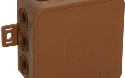 Puszka natynkowa pusta 12 wlotów VIPLAST V5 klik BRĄZOWA IP54 75x75x41mm 035-02