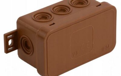 Puszka natynkowa pusta 8 wlotów VIPLAST V8 klik BRĄZOWA IP54 80x45x41mm 038-02