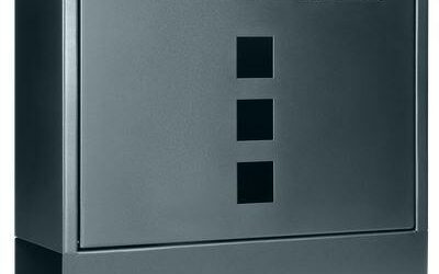 Skrzynka na listy HAITI z gazetnikiem, wizytownikiem i okeinkami, antracyt