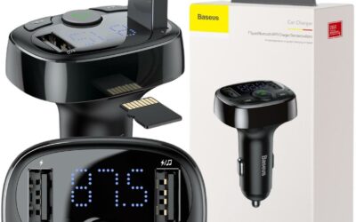 TRANSMITER FM ŁADOWARKA SAMOCHODOWA Baseus Enjoy S-09A 3.4A 2x USB-A microSD BT 4.2