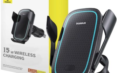 UCHWYT SAMOCHODOWY ŁADOWARKA INDUKCYJNA Baseus Milky Way Pro BS-CM023 Qi 15W NA KRATKĘ CZARNY