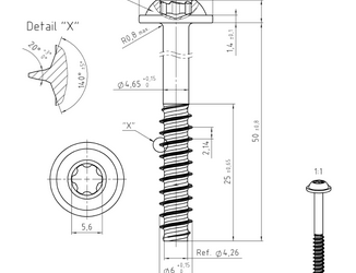 Wkręt do tworzywa TORX 6×50 A2 CORAB M960