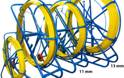 WŁÓKNO SZKLANE DO PRZECIĄGANIA KABLI 4,5mm / 100m (PILOT / STALKA) PE + STOJAK