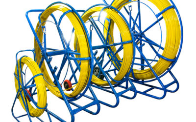 WŁÓKNO SZKLANE DO PRZECIĄGANIA KABLI 6mm / 100m (PILOT / STALKA) PE + STOJAK