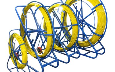 WŁÓKNO SZKLANE DO PRZECIĄGANIA KABLI 9mm / 100m (PILOT / STALKA) PE + STOJAK