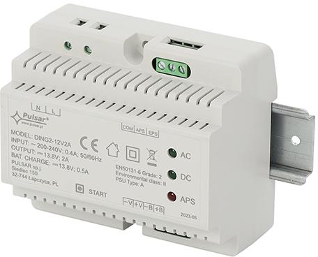 Zasilacz buforowy impulsowy na szynę DIN Grade 2 DING2-12V2A 13,8V 2A