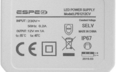 ZASILACZ DOPUSZKOWY ESPE LPB1212CV DC PLUG 5.5/2.1S 12V 1.25A