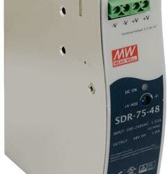 ZASILACZ IMPULSOWY NA SZYNĘ DIN MEAN WELL SDR-75-48 48V/75W/1.6A