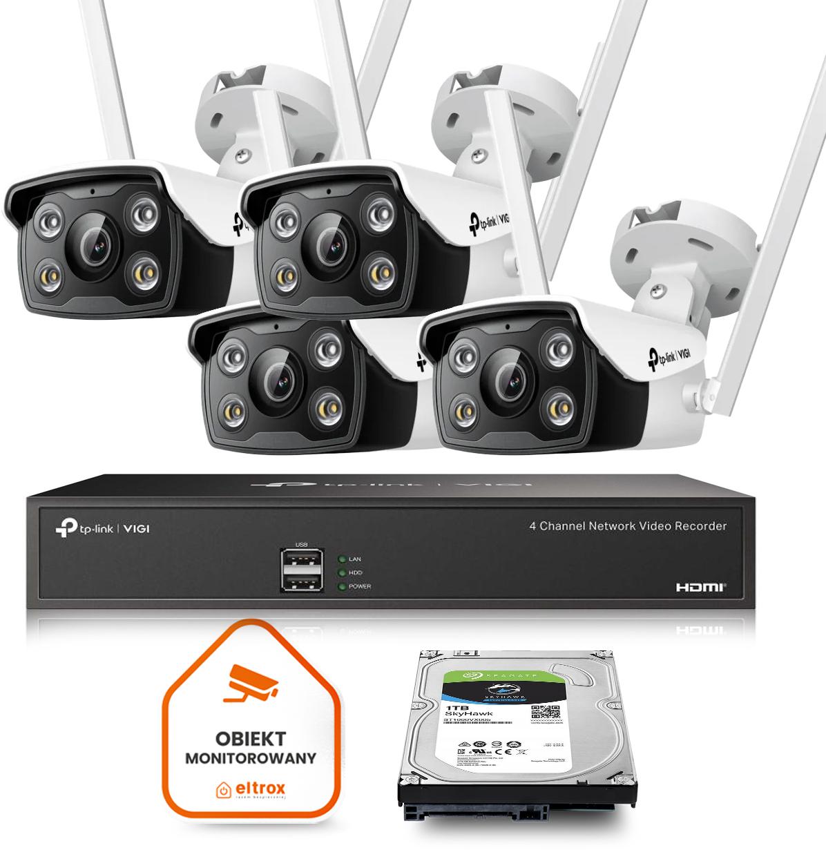 Zestaw Wi-Fi do monitoringu 4 kamery bezprzewodowe TP-LINK VIGI C340-W IR 30m